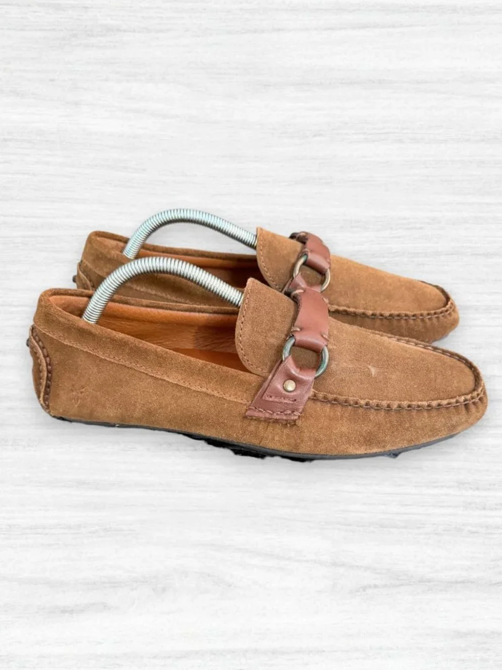 Frye Allen Ring Keeper Brown Suede Driving Loafers Mens 8.5 D Moccasin Shoes